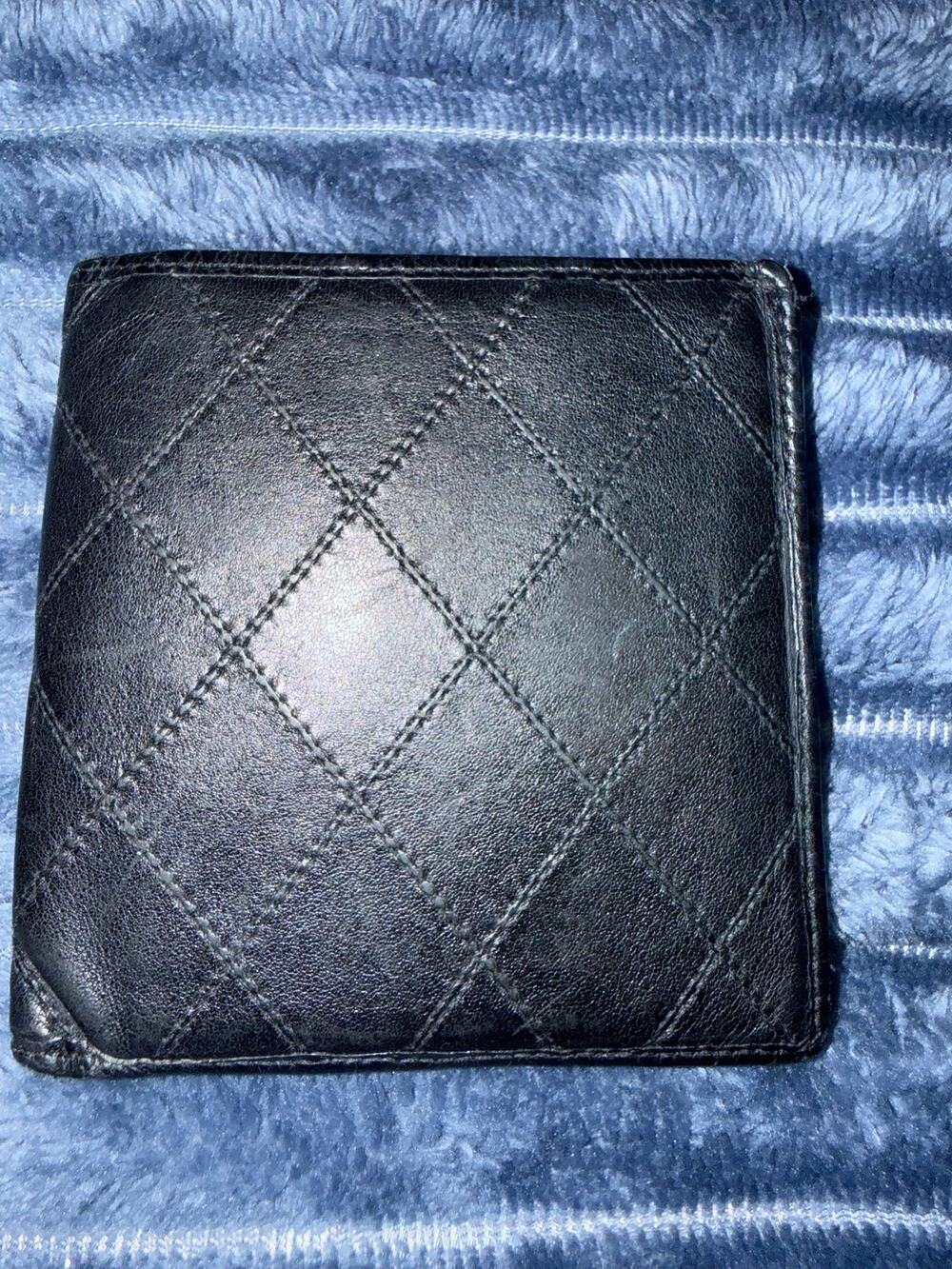 Vintage Chanel Black Quilted Lambskin Leather Bifold Wallet with Coin Pocket